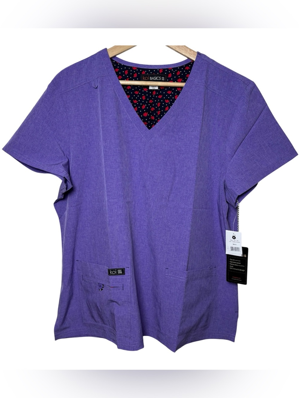 Set of 2 NEW Koi Basics Scrub Tops XL Women Purple Becca Medical Nursing Stretch - Picture 2 of 7